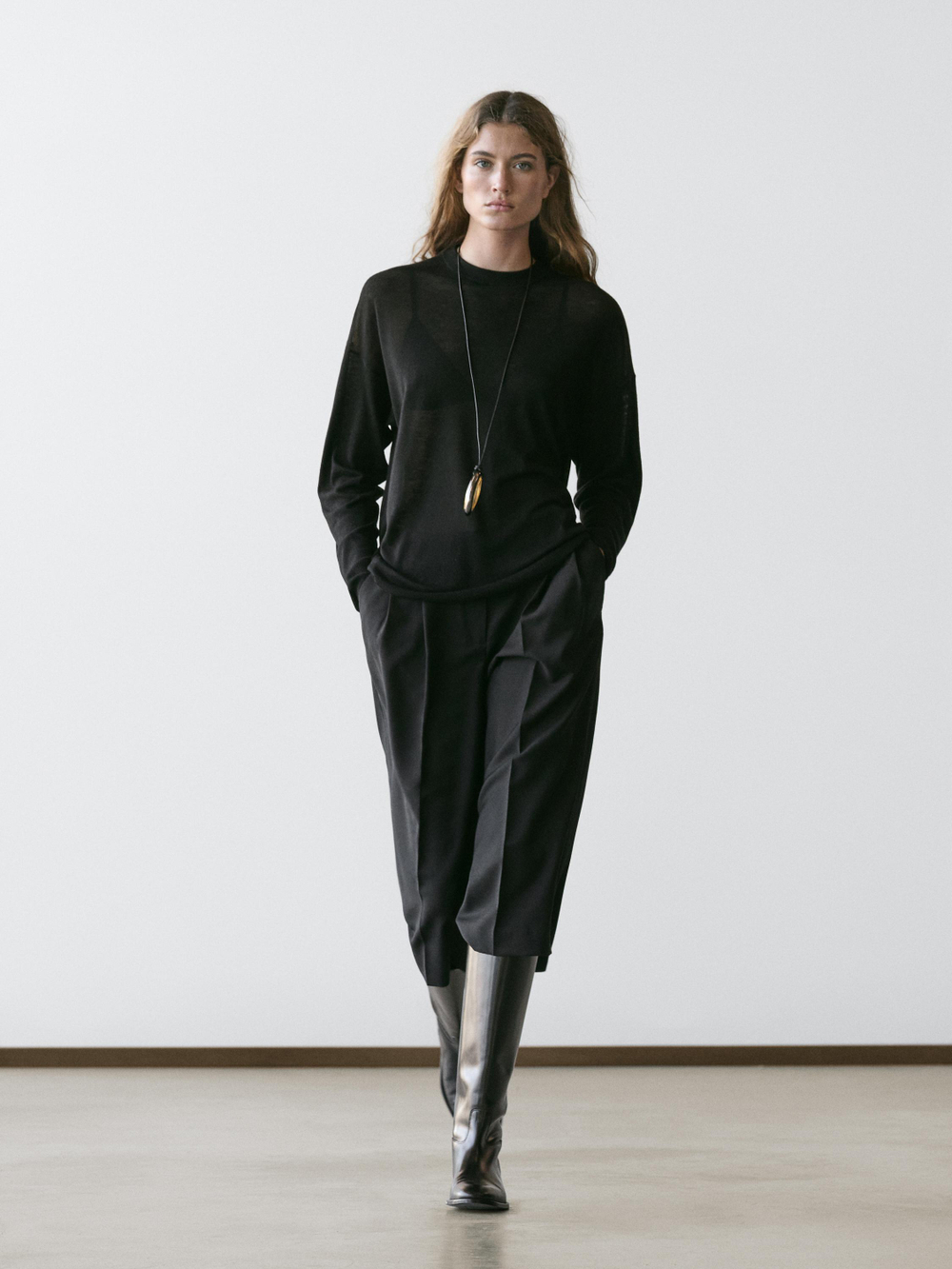 Massimo Dutti Вязаный свитер оверсайз, черный