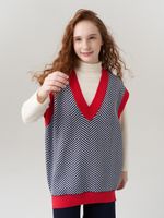 Жилетка для девочки в ушколу AT953 синий-коралловый