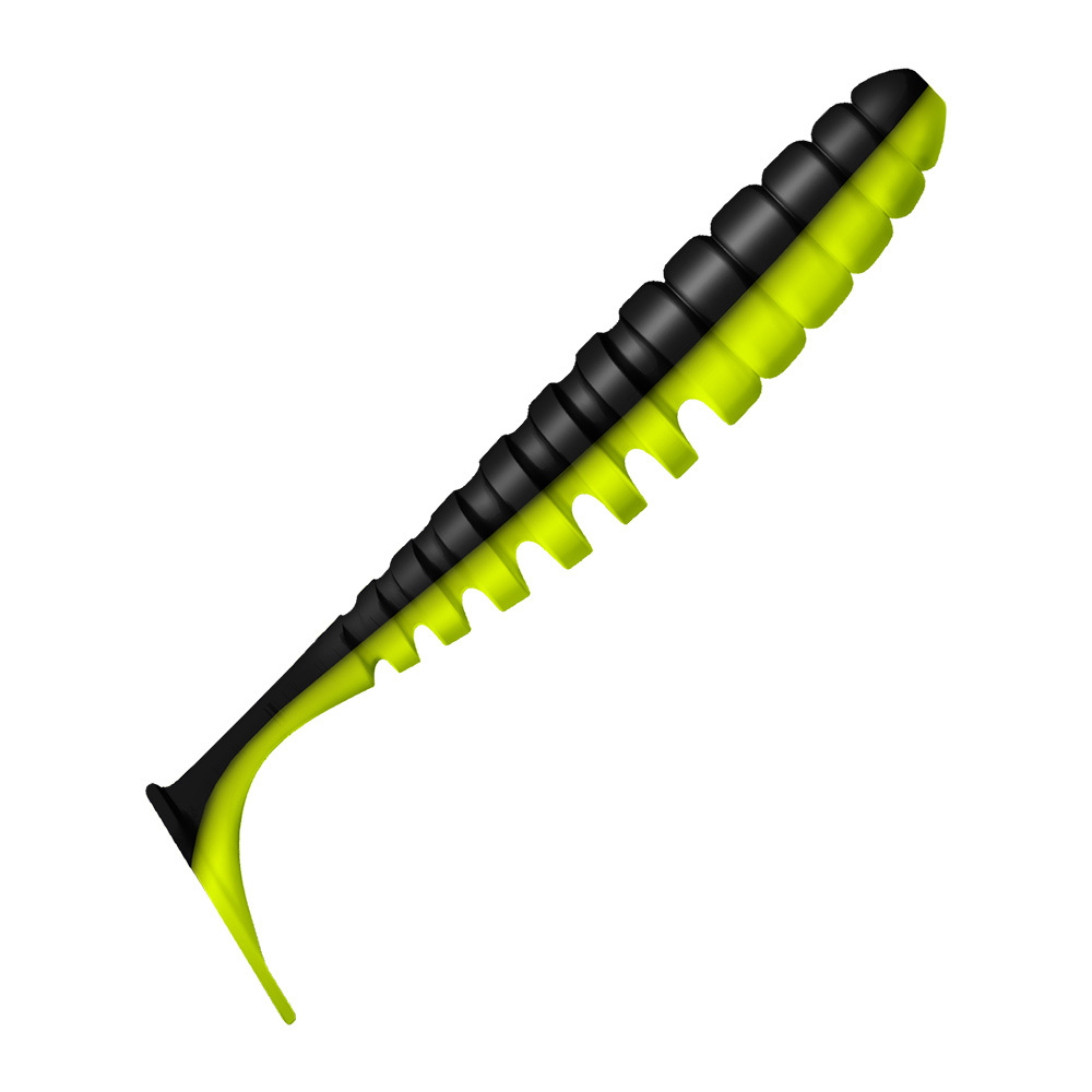 Приманка ZUB-SHAD  75мм(3")-6шт, (цвет 033) черный верх-желтый низ