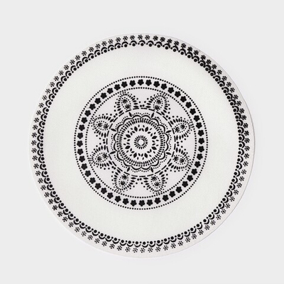 Салфетка сервировочная льняная Михенди, 38×38 см (чёрно-белый)