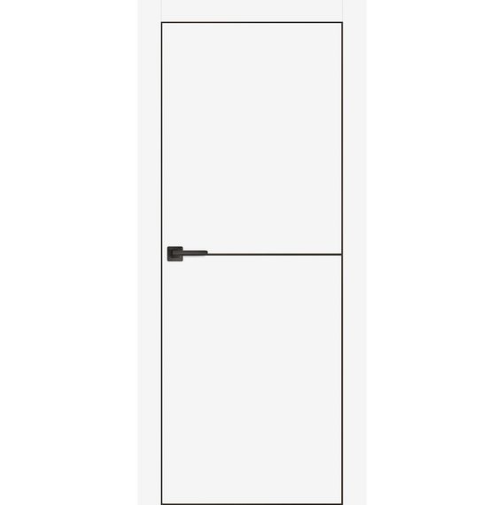 Межкомнатная дверь экошпон Profilo Porte PX-19 с чёрной алюминиевой кромкой с 4-х сторон цвет белый