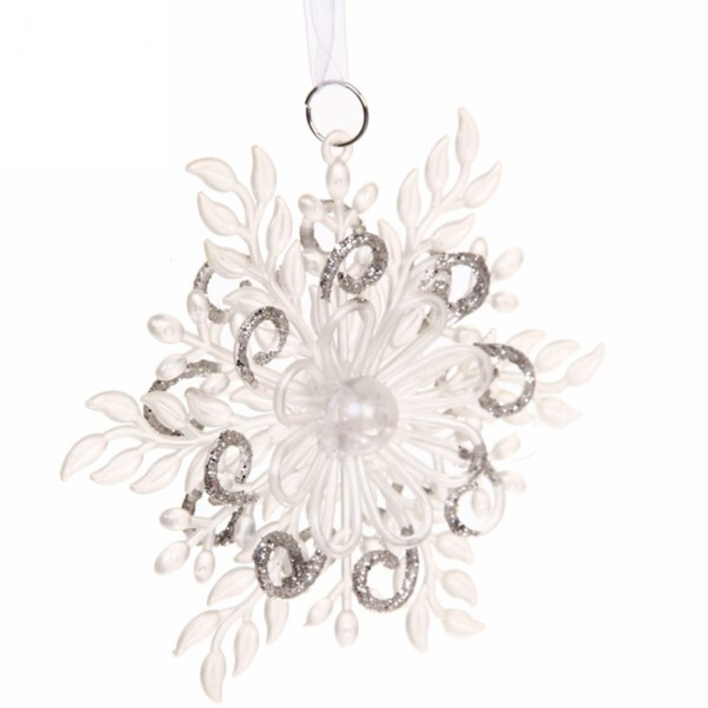 Подвеска «Снежинка кружевная» 11 см, белый