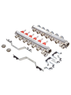 Коллектор нерж. в сборе с расходомерами 1" ВР-3/4" НР, 8 выходов