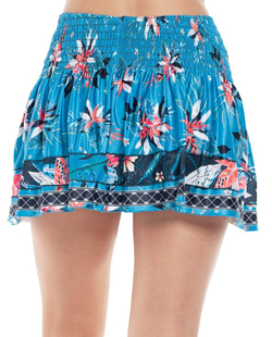 Теннисная юбка Lucky in Love Keepin It Rio Long Beach Bound Smocked Skirt - atlantic