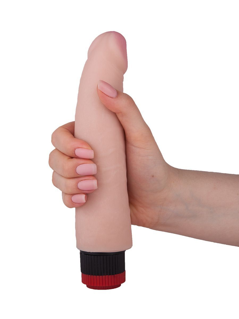 Реалистичный вибратор без мошонки с встроенным контроллером - 21,2 см. (Цвет: телесный)