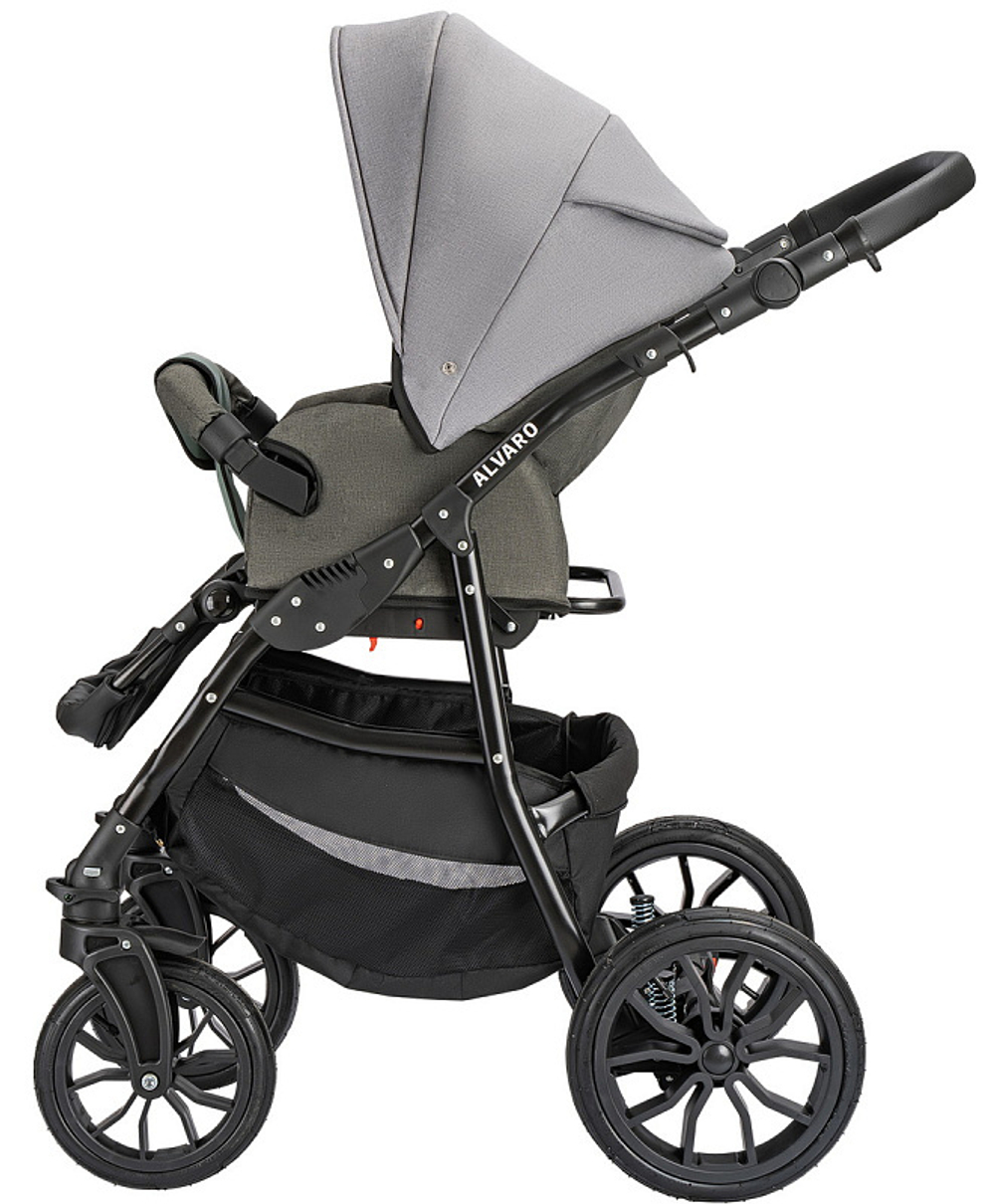 Детская коляска Alis Alvaro F 3 в 1 Al 10 т.серый+св.серый+шалфей кожа