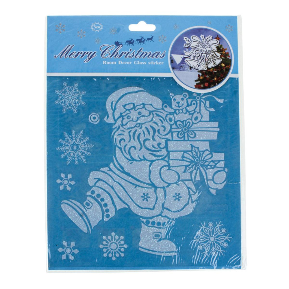 Наклейка новогодняя 18*23 см, 6 видов микс, пакет