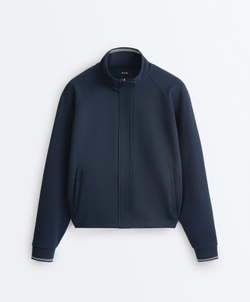 Oysho Куртка пике из хлопка с контрастным Piping, синий