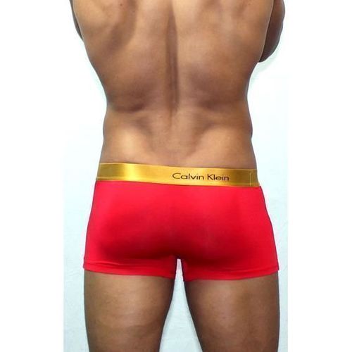 Мужские трусы боксеры красные с золотистой резинкой Calvin Klein Bold Boxer со вставкой