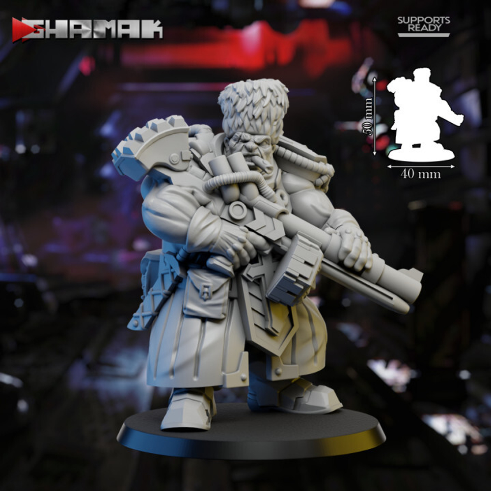 Astra Militarum Vostroyan Firstborn Ogryn Огрин №9 с дробовиком миниатюра для dnd, днд, pathfinder, фентези, Настольная игра, НРИ, Варгейм, РПГ