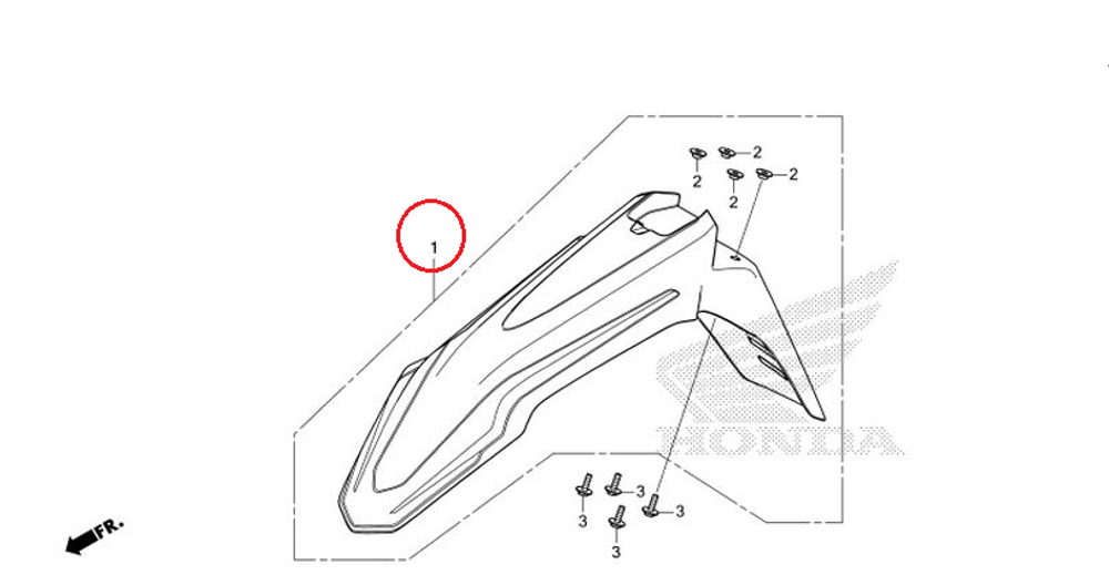 61200-K1T-J50ZA. FENDER SUB ASSY., FR. (WOL) *R292R*. Honda CRF300L