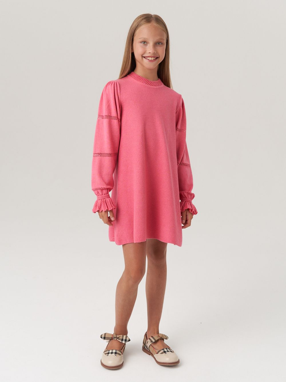 Платье для девочки с длинным рукавом AT1039 коралловый