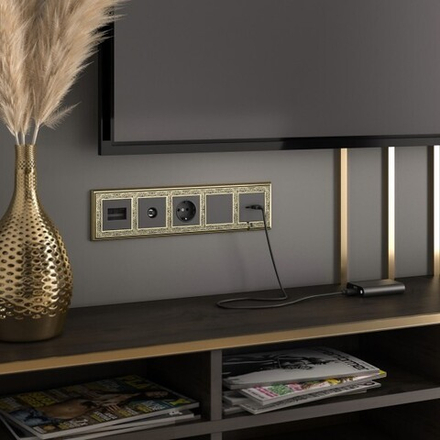 Розетка двойная Ethernet RJ-45 (черный матовый)