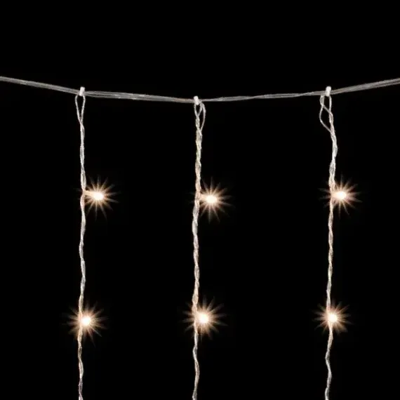 Светодиодный занавес 2*3 м., 600 теплых белых LED ламп, мерцание, облегченный, прозрачный провод ПВХ, LTC (PCL600NOTBLW-10-2WW)