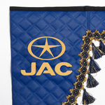 Ламбрекен с косынками стеганые JAC (экокожа, синий, синие кисточки)
