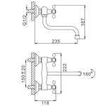 Смеситель для кухни настенный 1/2 кер F4612 FRAP Трилистник (нижний пов.излив, ХРОМ, силумин)