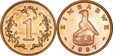 Зимбабве 1 цент, 1989 - 1999 Орлан XF