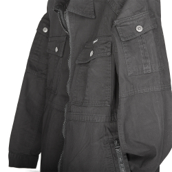 Джинсовая куртка большая черная с карманом на рукаве