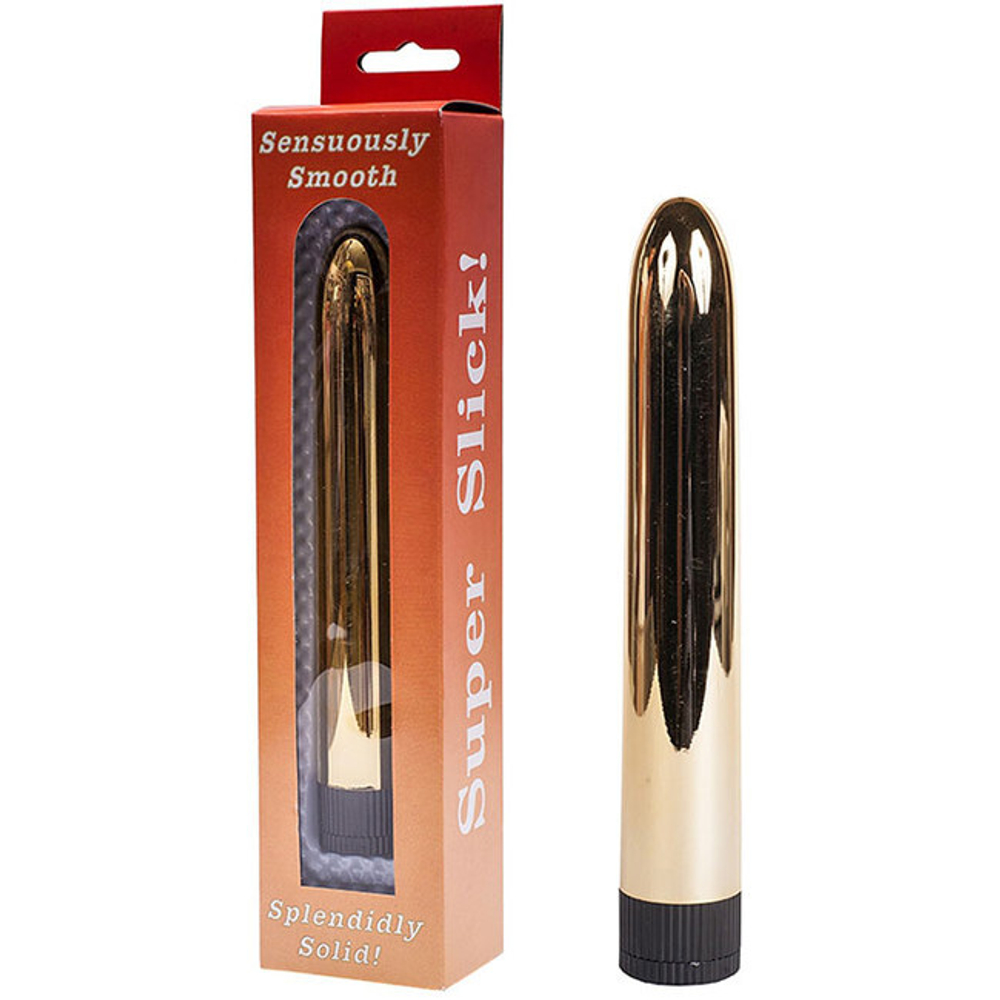 Классический золотой вибратор Sensuously Smooth ( 15,3 см, золотой ) (Цвет: золотой)