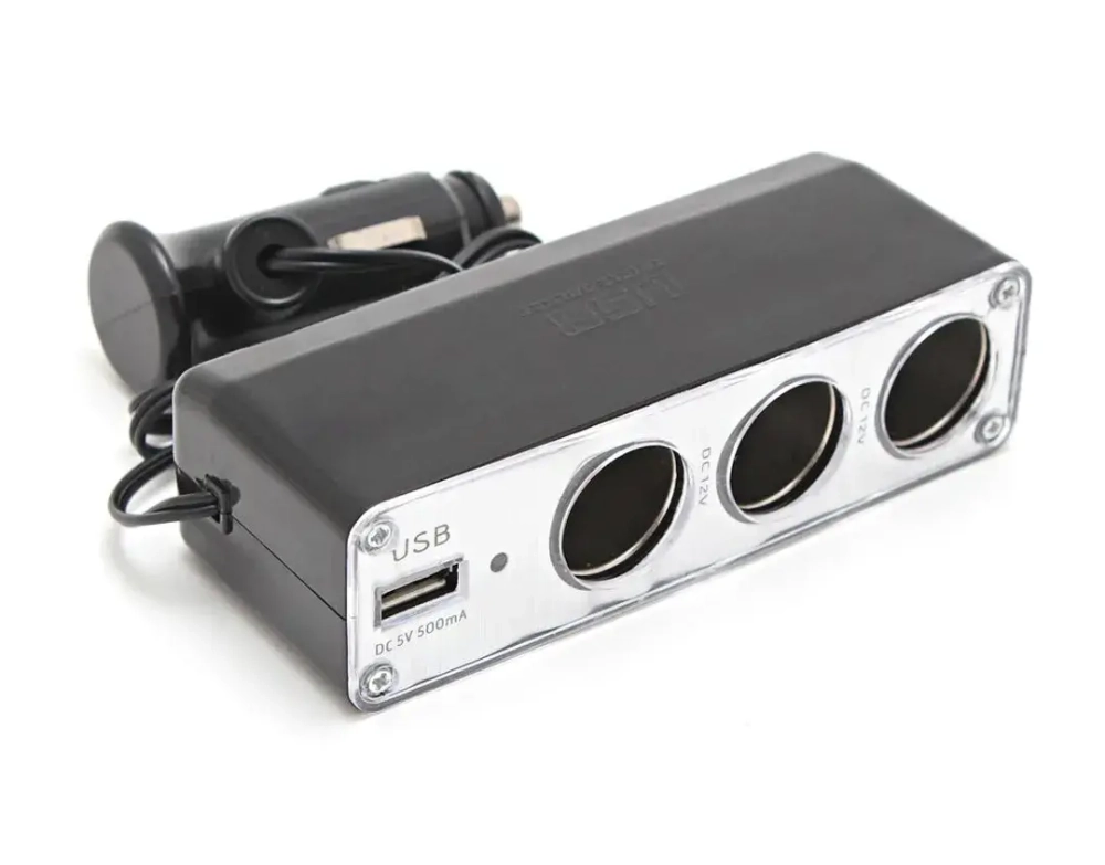 Разветвитель прикуривателя PS-357(WF-0096) (3 гнезда, 1 USB 0.5А) KING PS-357(WF-0096)