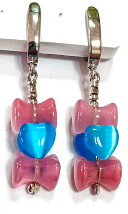 Ювелирные серьги из серебра 925 пробы, декоративная вставка"Кошачий глаз"