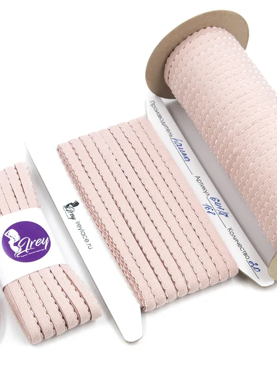 168 641/8 Резинка отделочная Lauma 8 мм, серебристый пион 168