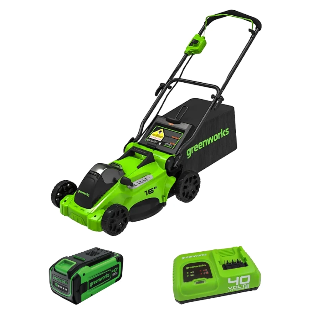Аккумуляторная газонокосилка Greenworks GD40LM16XK8 40В (1 x 8 Ач, Быстрое ЗУ) нож 41 см, 2517907U8F