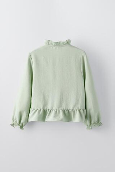 ZARA РУБАШКА С ЭЛАСТИЧНЫМИ ДЕТАЛЯМИ, ЦВЕТ МОРСКОЙ ВОЛНЫ