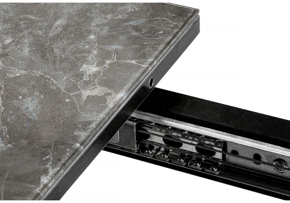 Стеклянный стол Агни 110 королевский мрамор / черный матовый