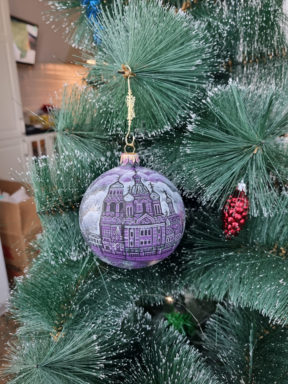 Шар стеклянный "Спас на крови",  ручная роспись