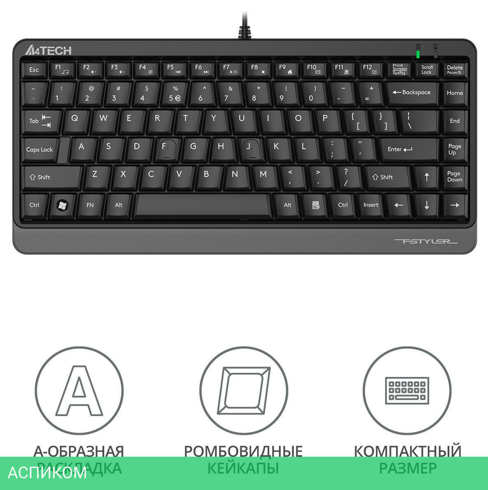 Клавиатура A4Tech Fstyler черный/серый (FKS11)