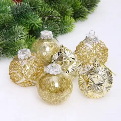 Набор шаров «Зимний Этюд» 7 см (в наборе 6 шт), Золото