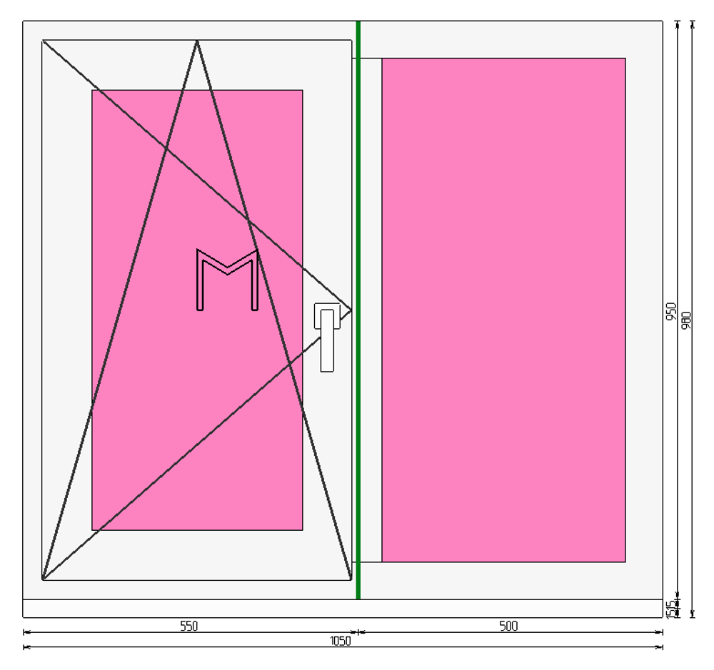 Пластиковое окно 950 х 1050 ТермА Эко + Москитная сетка