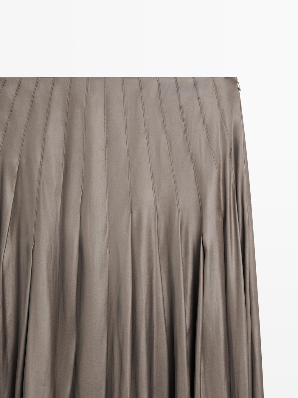 Massimo Dutti Юбка миди с декоративными складками и вощеной отделкой, серый