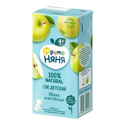 Сок детский ФрутоНяня, из яблок, 0,2 л