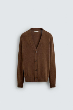 ZARA КАРДИГАН ИЗ ХЛОПКА И КАШЕМИРА, КАРАМЕЛЬНЫЙ