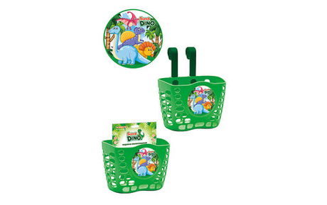Корзина TRIX Super Dino детская 12"-16", крепление на руль, 190x125x140мм, пластиковая, зеленая