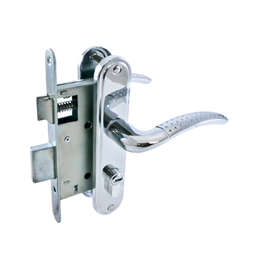 Замок врезной АЛЛЮР ЗВ4-132 СР хром, для дер.дверей с/руч (1прямоуг.ригель+1 защелка) /9231