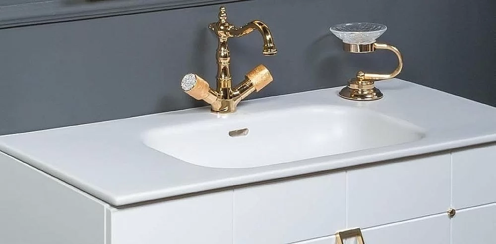 Тумба с раковиной Armadi Art Vallessi Avantgarde Piazza 100 белая с золотом