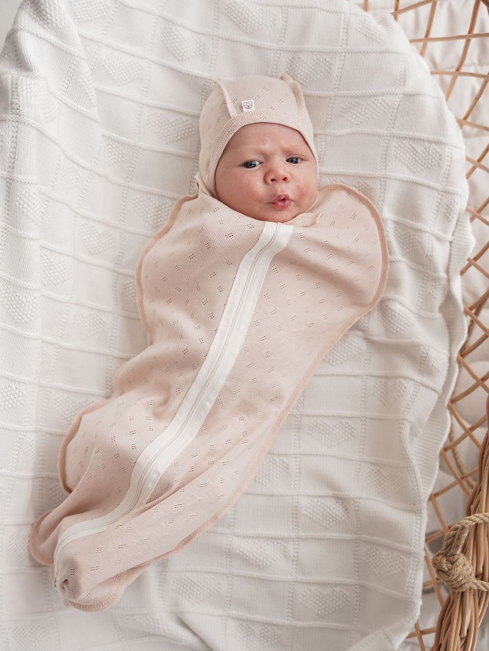 Пеленка-кокон "Нюд" из ажурного хлопка 0+
