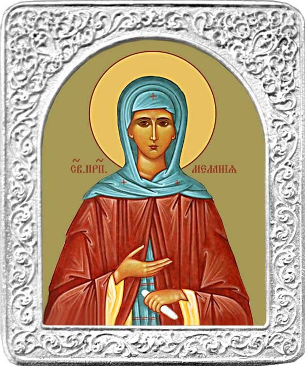 Святая Мелания. Маленькая икона в серебряной раме.