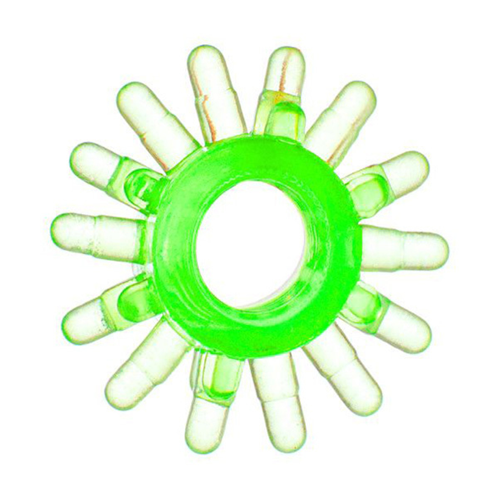 Зеленое эрекционное кольцо с шипами ToyFa Basic 818003-7