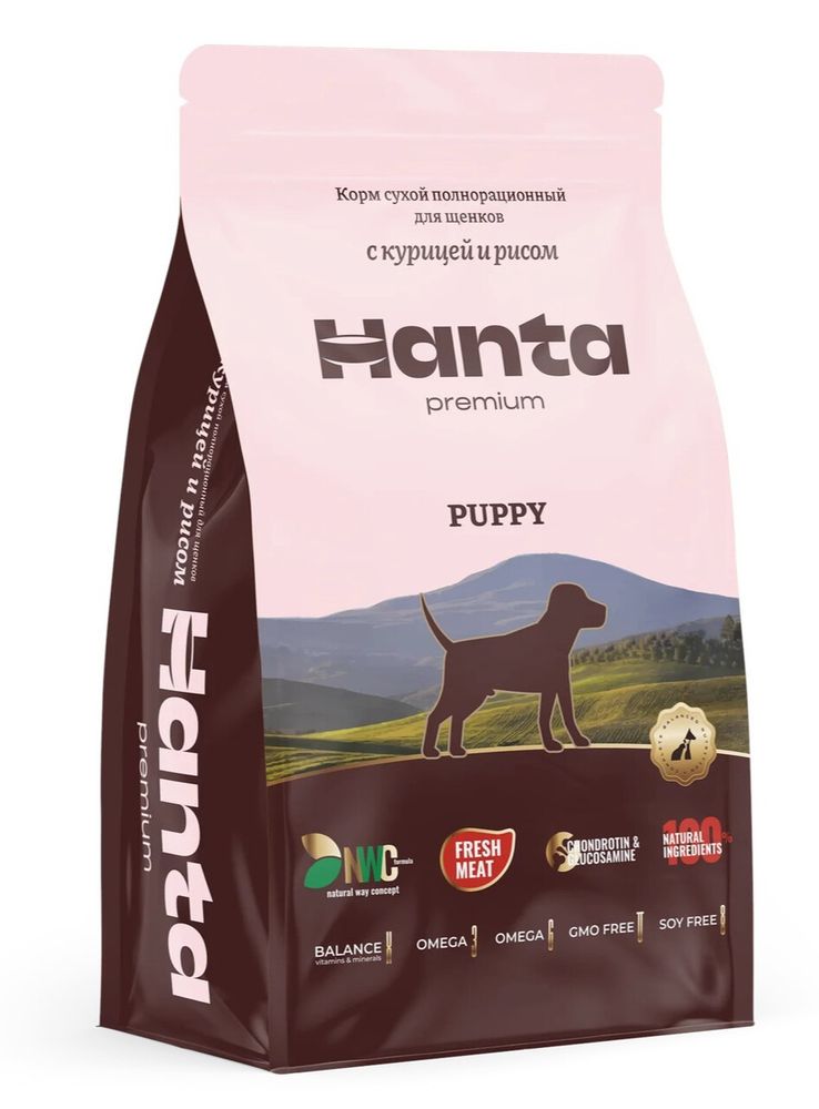 Сухой корм HANTA Premium для щенков с курицей и рисом - 12 кг