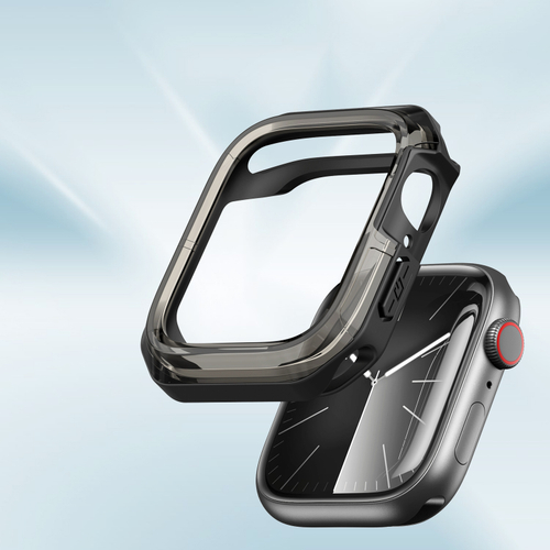 Чехол-бампер прозрачный с черными вставками от Dux Ducis для часов Apple Watch 44мм для моделей 4, 5, 6 и SE, серия Tamo Series Case