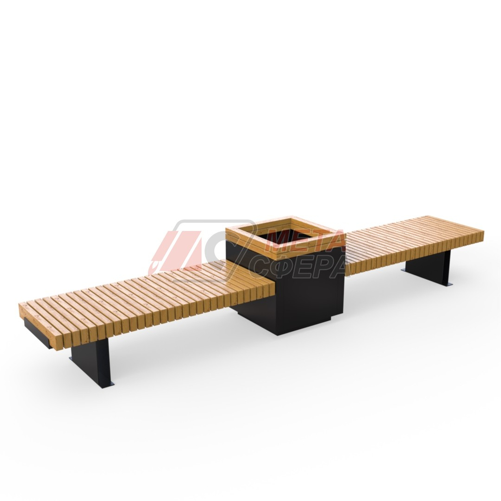 Лавка Rail Road 03 двойная с высоким вазоном