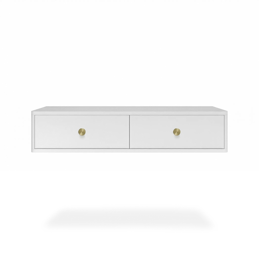 Подвесной туалетный столик консоль Royal 5310 эко (Белый-р.золото)