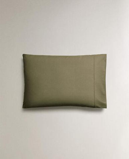 ZARA HOME НАВОЛОЧКА ИЗ ХЛОПКА ПЕРКАЛЬ (300 НИТЕЙ), ЗЕЛЕНЫЙ