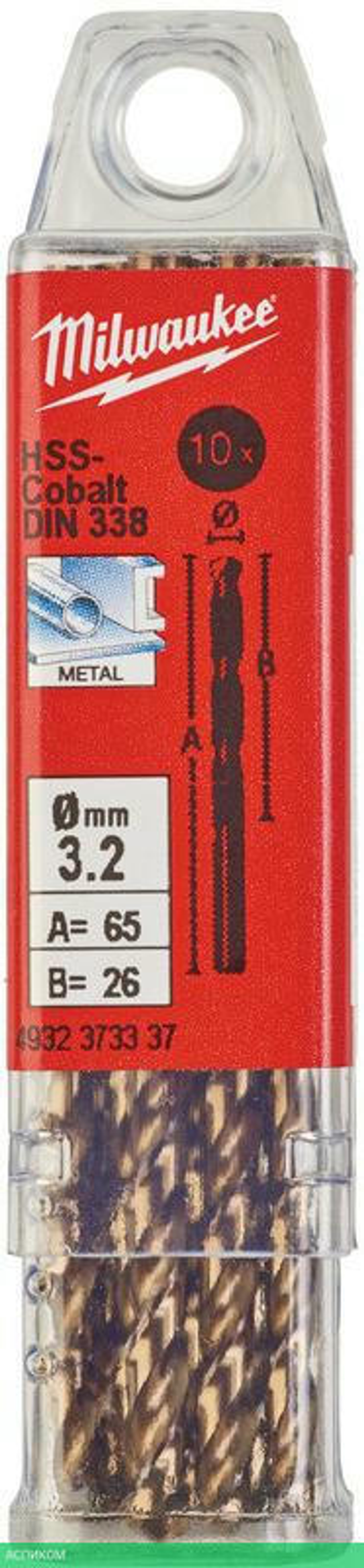Сверло по металлу Milwaukee HSS-Co 3.2мм 10шт (4932373337)