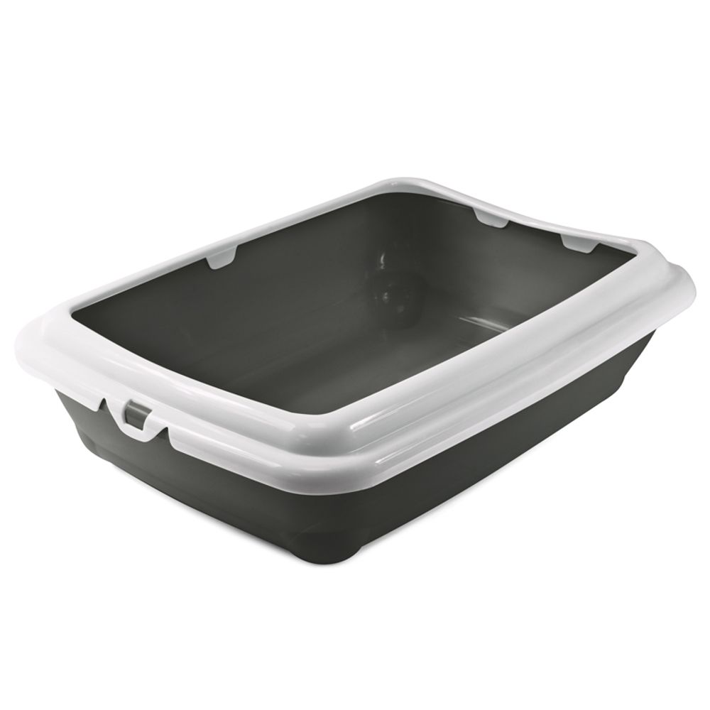 Туалет для кошек прямоугольный с бортом "Штиль", серый/светло-серый, 455*350*125мм