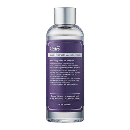 Dear, Klairs Supple Preparation Unscented Toner смягчающий тонер для лица склонной к жирности